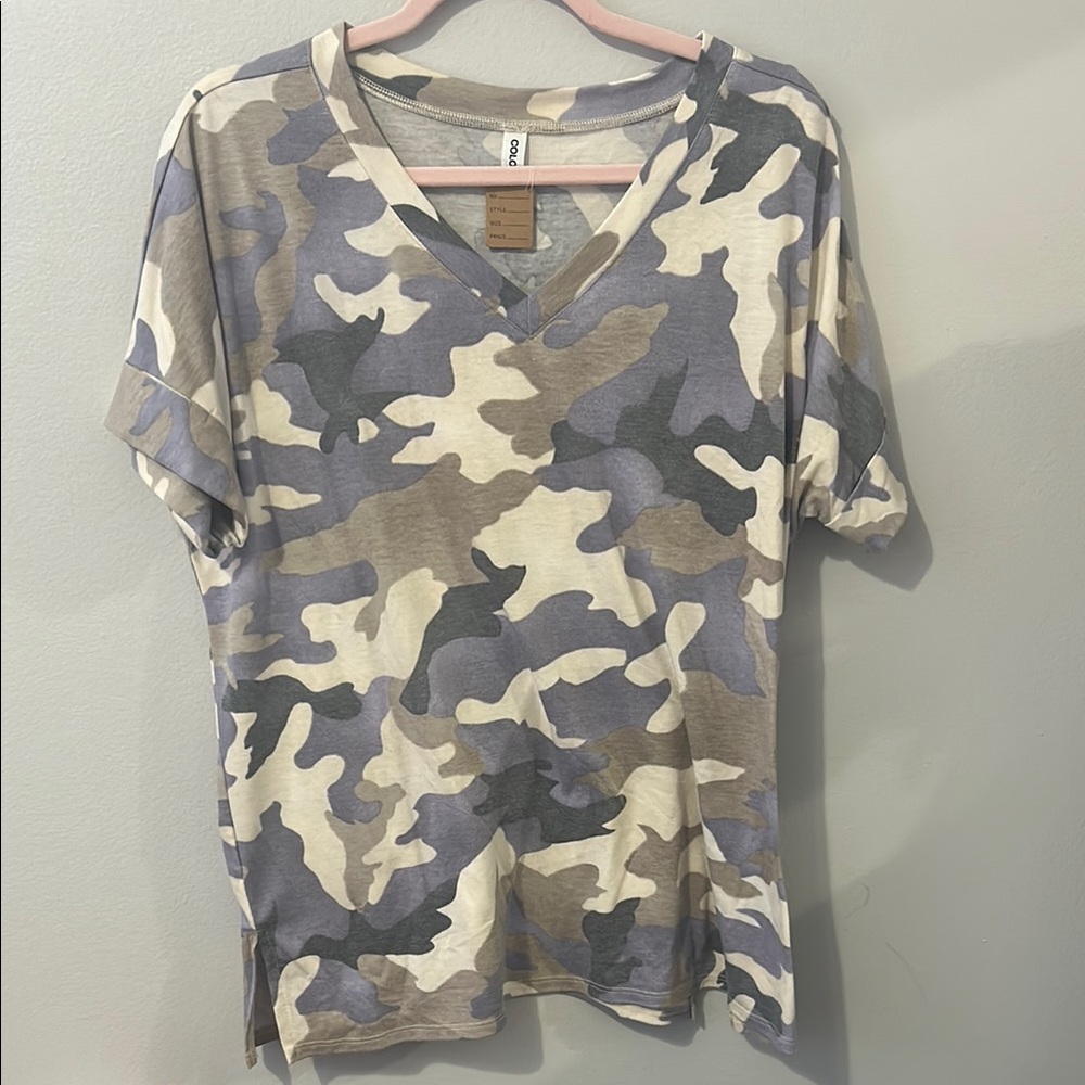 Camo V-Neck Women's Top